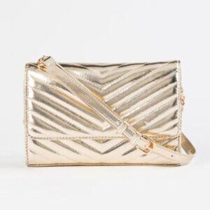 Urban Expressions Tamara Quilted Crossbody-Metallic Gold-NWT - # 25982